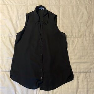 Express Sleeveless Black Button-Up Blouse